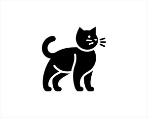 Cat logo design icon symbol vector template. Silhouette cat