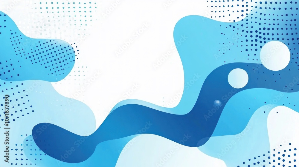 Poster abstract blue shapes and patterns create a modern, fluid design for backgrounds or graphics.