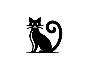 Cat logo design icon symbol vector template. Silhouette cat