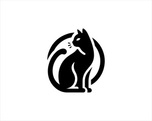 Cat logo design icon symbol vector template. Silhouette cat