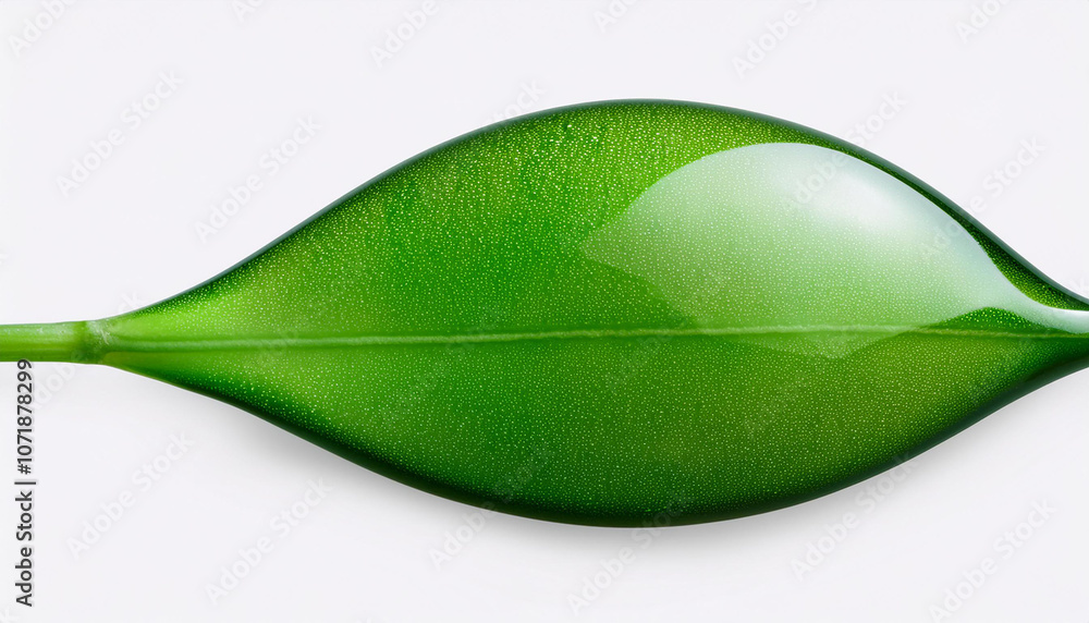 Poster green leaves branch with drop isolated on white background with clipping path.