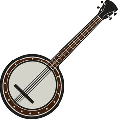Full color banjo music instrument icon, musical instrument vector