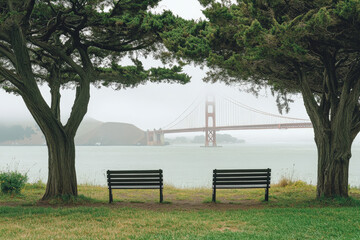 Misty View of the Golden Gate Bridge at Dusk