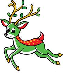 Obraz premium Marry Christmas Santa's reindeer clipart vector with white background