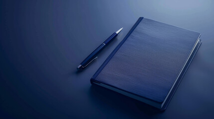 Dark Navy Notebook with Pen, Generative AI Illustration