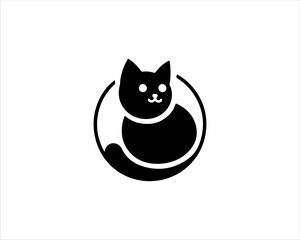 Cat logo vector. Silhouette simple. Flat style.  Cat logo vector. Silhouette simple. Flat style. Animal logotype concept. 
