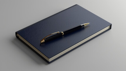 Dark Navy Notebook with Pen, Generative AI Illustration