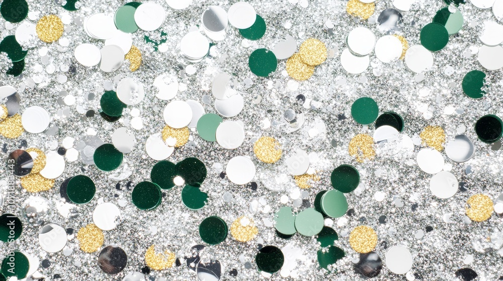 Poster stack of green white conical objects, arranged neatly, showcasing contrast in color shape.