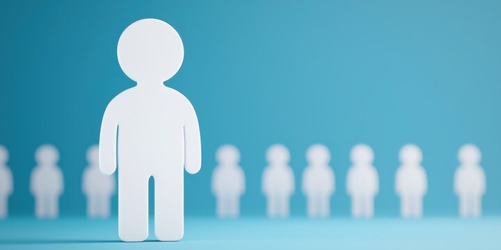 A creative representation of individualism among a crowd of abstract figures.