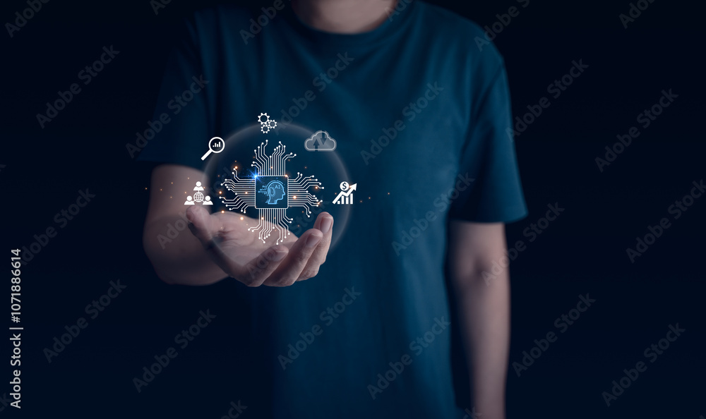 Poster concept of ai, artificial intelligence business technology for global communication, internet of thi