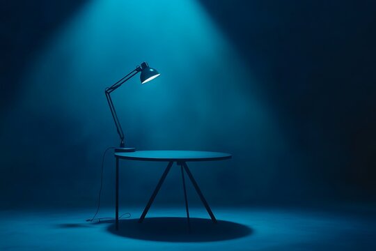 Stylish table lamp near color wall
