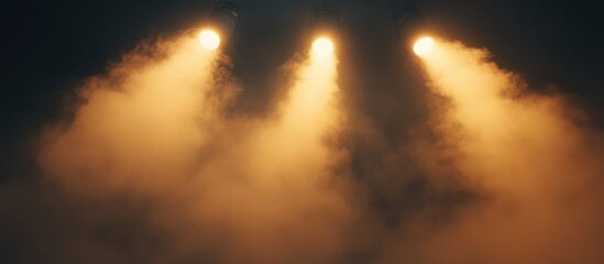 Obraz premium Three Spotlights in Smoke