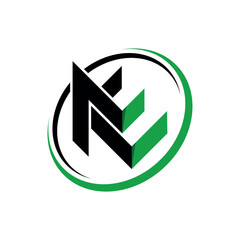 Letter NE logo vector black and green color, element for initials template