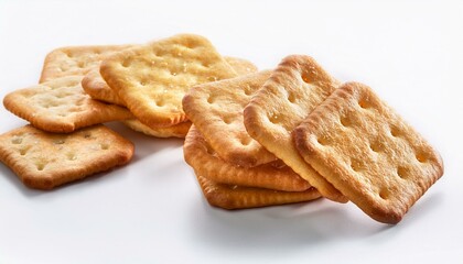 crackers placed on a white background