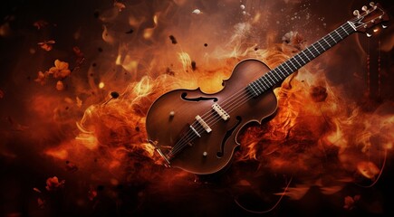 Obraz premium musical instruments background, musical wallpaper, abstract music background, hd music banner