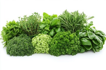 Fototapeta premium Fresh Green Herbs in Vibrant Arrangement