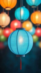 Obraz premium Colorful Lanterns Glowing in the Night Sky