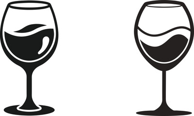 Black and White Wine Glass Silhouette Vector Illustration
