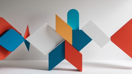 Fototapeta premium Geometric shapes interlocking to demonstrate economic connectivity.