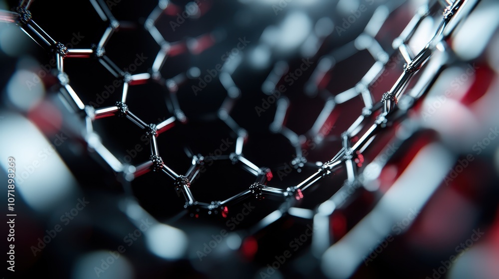 Aufkleber a closeup view of a metallic nanotube structure, highlighting the intricate and complex design that 