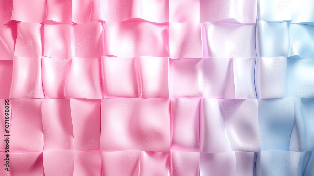 Aufkleber a gently undulating pattern of pink and blue square tiles creates an impression of smooth, soft fabr