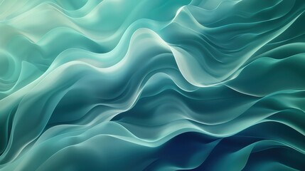 Obraz premium A serene abstract design featuring flowing waves in soothing shades of blue and green.