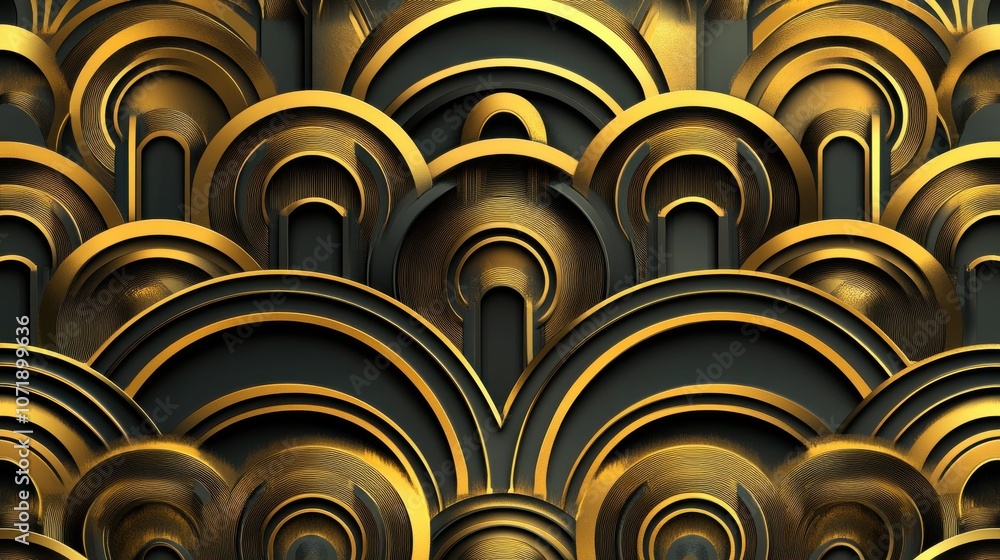 Aufkleber elegant golden arches and circular patterns create a luxurious and modern design.