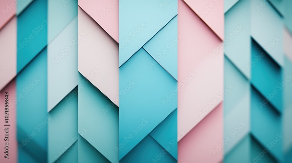 Aufkleber a dynamic pattern of geometric shapes in pastel colors creates a layered effect, offering a bold and
