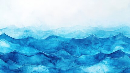 A serene abstract depiction of rolling ocean waves in varying shades of blue, evoking calmness and tranquility.