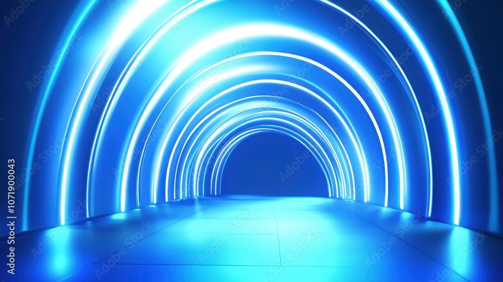 Aufkleber a futuristic tunnel illuminated in vibrant shades of blue, creating a serene atmosphere with smooth 