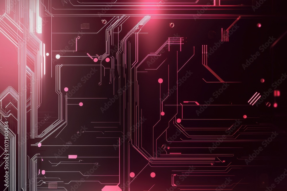 Poster a vibrant abstract backdrop featuring cybernetic patterns in silver and red tones. generative ai