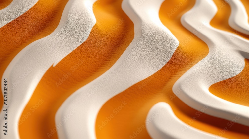 Poster abstract close-up of wavy patterns in orange and white, creating a vibrant and dynamic surface textu