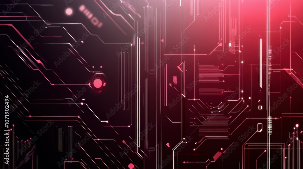 Poster futuristic cybernetic backdrop with silver and red design elements. generative ai