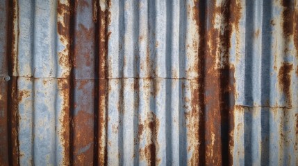 Texture background of rusty galvanized metal, depicting old zinc wall surface with corrugated sheet texture.