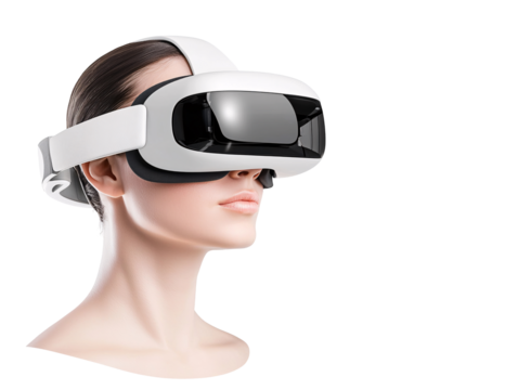 a woman wearing a white and black goggles