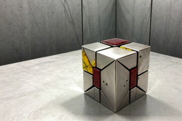 cube,silver,marble,red,green,yellow,spiritual,realistic,detailed