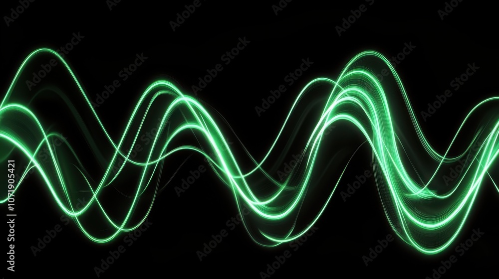 Poster abstract green light waves create a dynamic and futuristic visual, symbolizing energy and innovation
