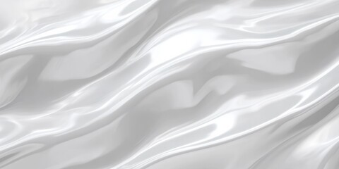 Obraz premium Glossy White Smooth Surface with Wavy Form on White Silk Satin Fabric Background