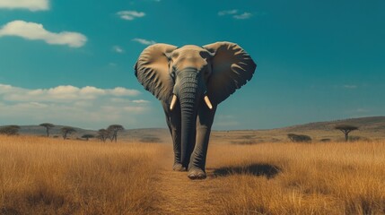 Obraz premium Majestic African Elephant in Natural Habitat During Day