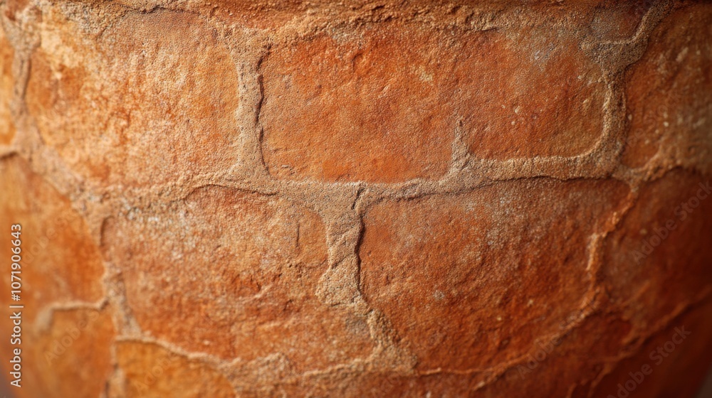 Poster close-up of a textured clay pot surface showcasing a rustic pattern and earthy tones.