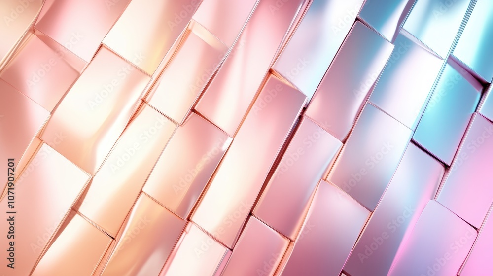 Poster warm pastel tiles with a luminous finish create a striking abstract wall texture, combining various 