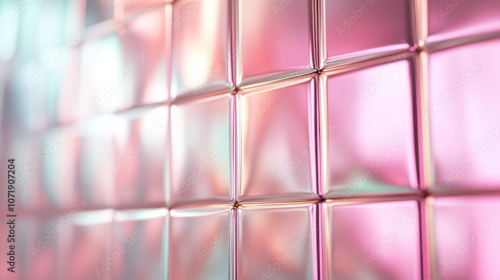 Aufkleber iridescent pink tiles form a captivating modern mosaic, reflecting light and creating a mesmerizing 