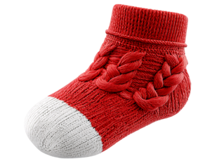 a red and white sock