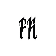 FH monogram logo design letter text name symbol monochrome logotype alphabet character simple logo