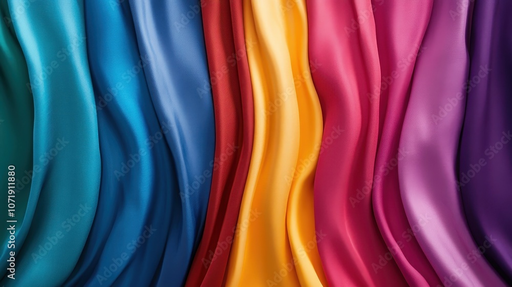 Poster a vivid display of silk-like fabrics creates a flowing design, where every color seamlessly transiti