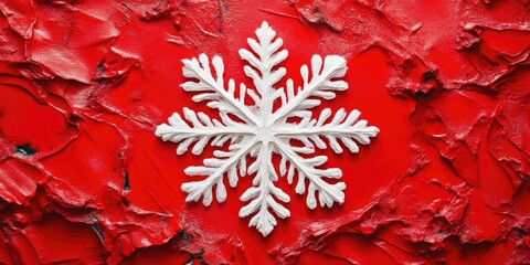 Winter snowflake pattern in white on rich red background
