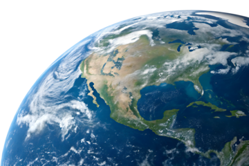 Planet Earth seen from space, isolated on a white background.AI GENERATED