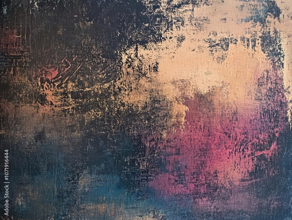 Poster distressed layers of abstract grunge textures blend seamlessly to create a moody, vintage-inspired backdrop, rich with deep hues and intricate patterns