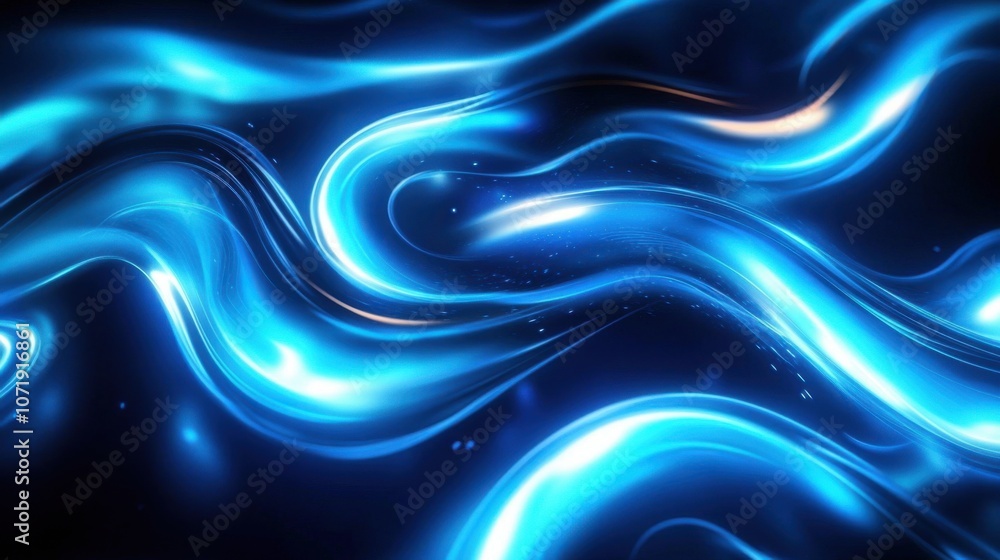 Poster abstract wavy lines in vibrant blue tones create a dynamic and fluid visual effect.