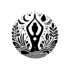 Simple Vector Icon of a yoga Natural Elements – Logo Design Illustration